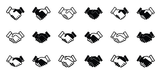 Set of handshake icon symbol vector on white background