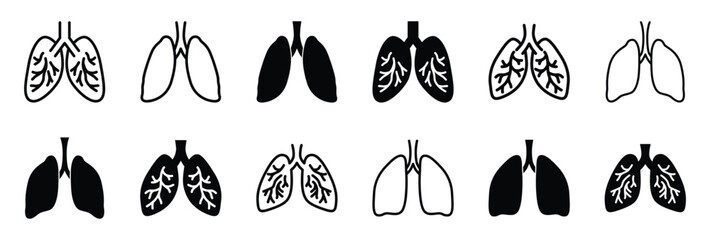 Set of Lungs icon symbol vector on white background