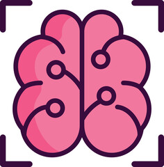 Brain technology lineal color icon