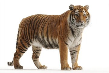 Naklejka premium Tiger, standing, orange and black stripes