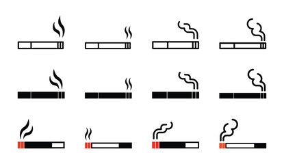Set of Cigarette icon symbol vector on white background