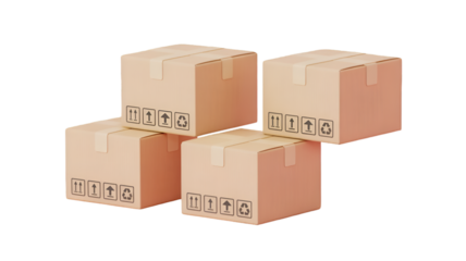Stack of Cardboard Boxes with Shipping Symbols