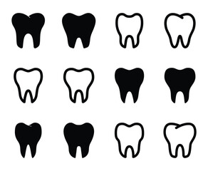 Set of Tooth icon symbol vector on white background