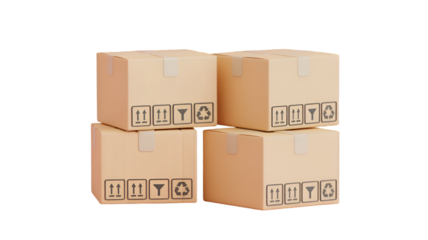 Stack of Cardboard Boxes with Shipping Symbols