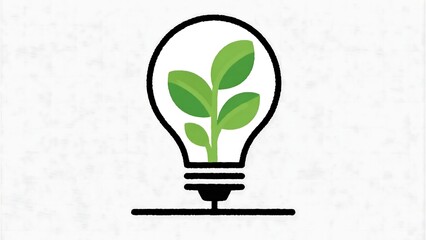 Creative line art of a light bulb with growing plants, symbolizing innovation and sustainability, perfect for logos or educational prints.