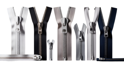 Assortment of Zippers in Various Colors and Sizes