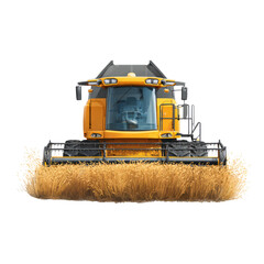Fototapeta premium Yellow Harvester on Transparent Background Isolated