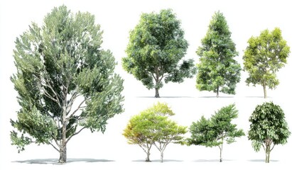 Obraz premium Collection of various trees against white