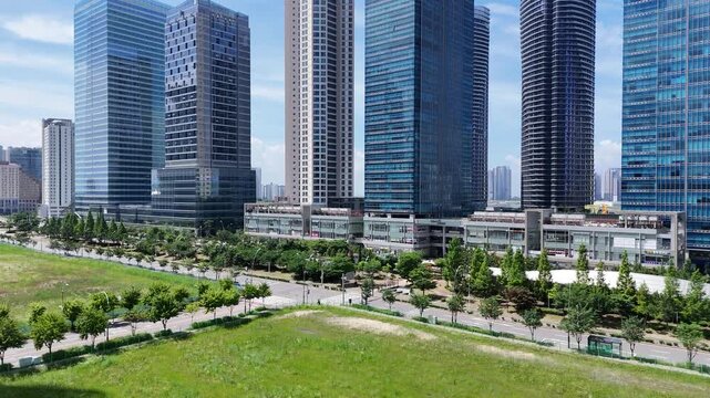 Drone footage in Songdo, Incheon, South Korea