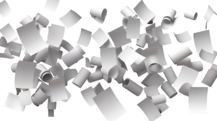 White Paper Sheets Falling Against Black Background