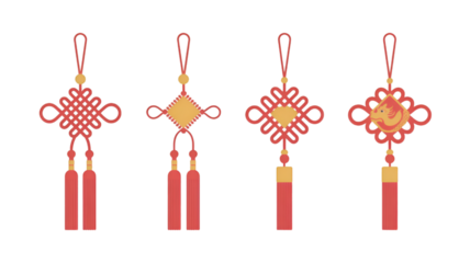 Traditional Chinese Knots with Tassels and Dragon Motif
