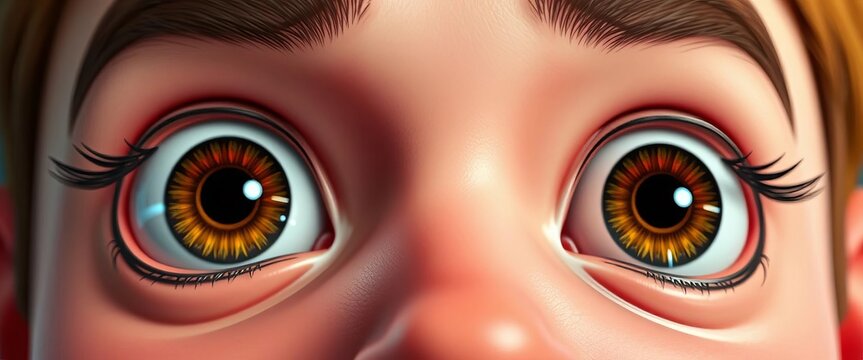 Close-up of exaggeratedly surprised cartoon eyes, gosh, feeling - Powered by Adobe
