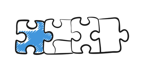 Blue puzzle piece connecting with others jigsaw connection