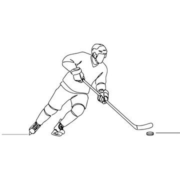 hockey player single line drawing clip art preview