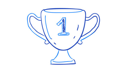 Blue trophy with number one award winner