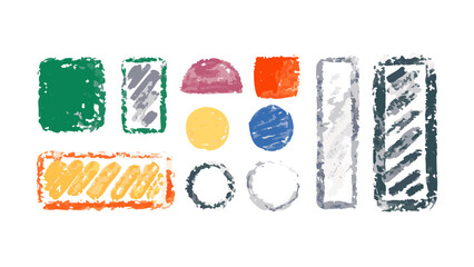 Colorful chalk drawn shapes drawing green