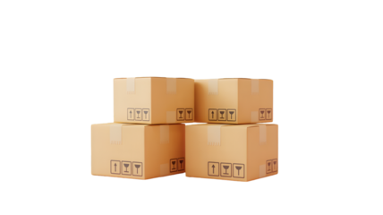 Stack of Cardboard Boxes with Fragile Symbols