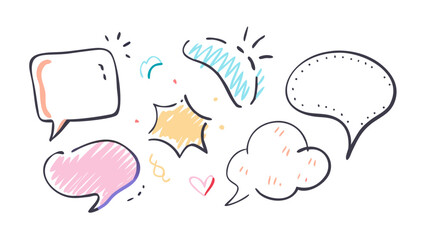Colorful Hand Drawn Speech Bubbles and Shapes thought bubbles