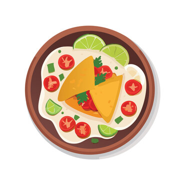 taco on plate, top view, colorful food clip art preview