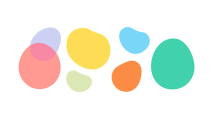 Colorful organic shapes on transparent background abstract