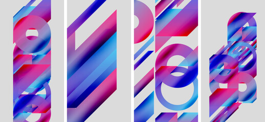 Abstract geometric shapes, vibrant colors, modern design. Striking composition, layered elements, digital artwork. Clean aesthetic, bold visuals, artistic expression.