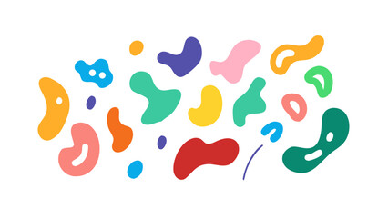 Colorful organic shapes scattered abstract blobs