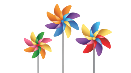 Colorful Pinwheels on Black Background