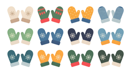 Collection of Winter Mittens with Various Designs