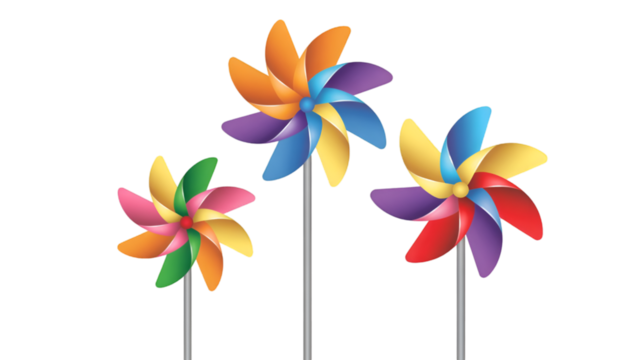 Colorful Pinwheels on Black Background