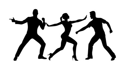 Couple dancing salsa with flowing dress latin dance