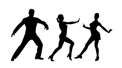 Couple dancing salsa with flowing fabric latin dance