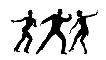 Couple dancing salsa with flowing dress latin dance