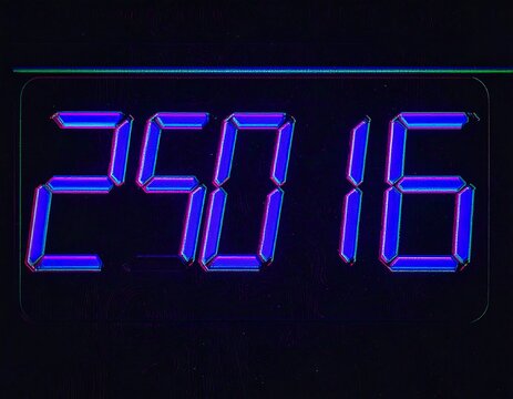 Digital Clock Displaying 25016 at Night