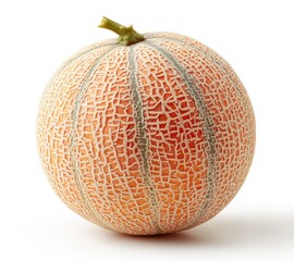 Single cantaloupe, light orange, textured skin
