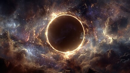Cosmic ring of darkness in a swirling nebula