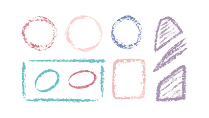 Hand drawn crayon shapes pastel colors textured