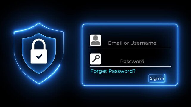 Cybersecurity, Secure Login System concept on the transparent background. user accessing password on secure login for data privacy, identity protection. security system sign in idea. 4k