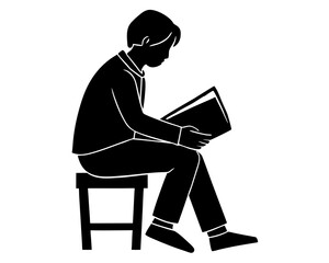 Student studying silhouette illustration
