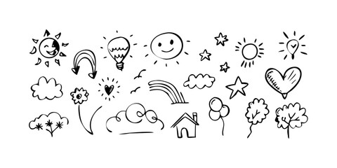 Hand Drawn Doodle of a Smiling Sun illustration