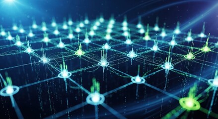 Obraz premium Abstract Digital Network Connection Background with Glowing Nodes