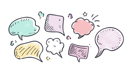 Hand drawn speech bubbles with pastel colors thought bubbles