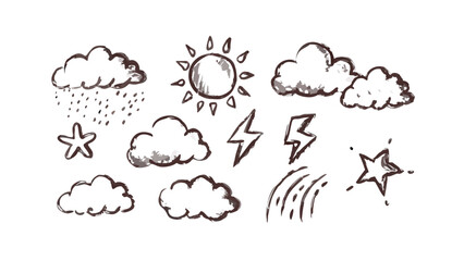 Hand Drawn Weather Icons clouds rain