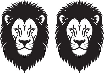 Two Majestic Lions Facing Forward