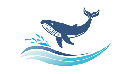 Majestic blue whale breaching ocean waves water