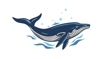 Majestic blue whale swimming with bubbles ocean marine life