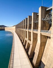 Naklejka premium Dam wall, curving, concrete