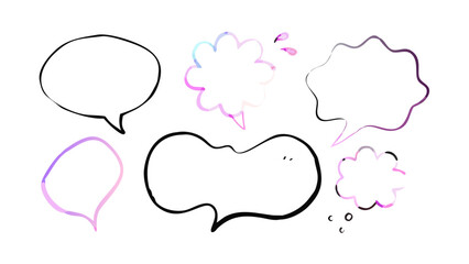 Pastel gradient speech bubbles and shapes pink