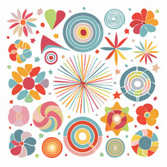 Fototapeta premium Bright and cheerful seamless pattern with colorful floral elements on white background 3