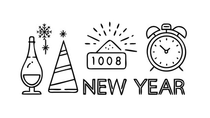 Sparkling Champagne Bottle and Fireworks celebratory