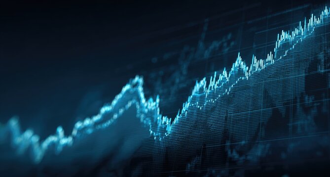 Abstract financial chart, rising and falling lines